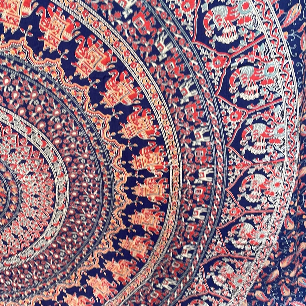 Wall Tapestry Bohemian Blue Red Orange Geometric Pattern 76 x 86 - Picture 5 of 5
